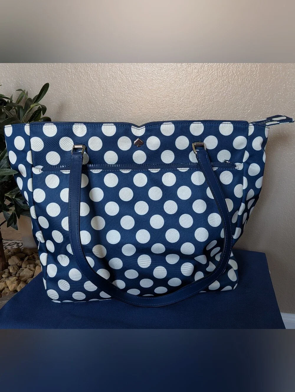 Kate Spade Jae Dot Seaside Blue & White Polka Dot Tote - Like New